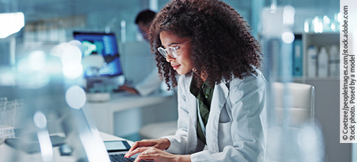 SOS Librarians Chemist using SOS online in a laboratory